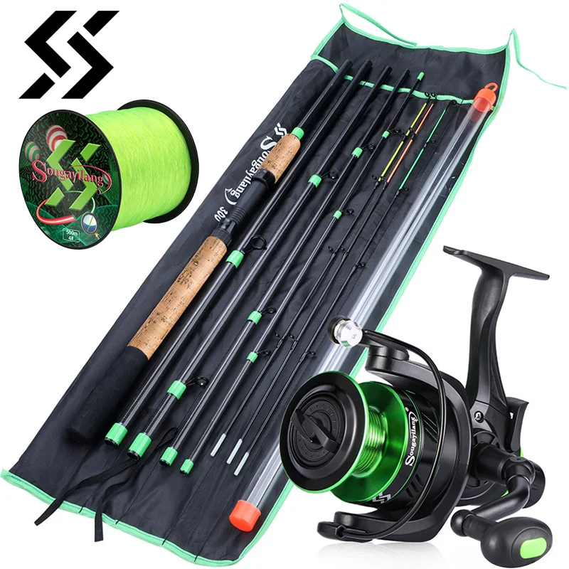 Sougayilang 3.0m Carp Fishing Combo L M H Power Feeder Rod and Spinning Reel with Free 500m Nylon Line Full Kit Pesca