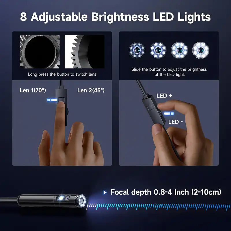 KERUI Single/Dual Lens Endoscope Camera For iPhone iPad IOS & Android Type-c Led Light IP67 Borescope Industry Inspection Camera - Image 4