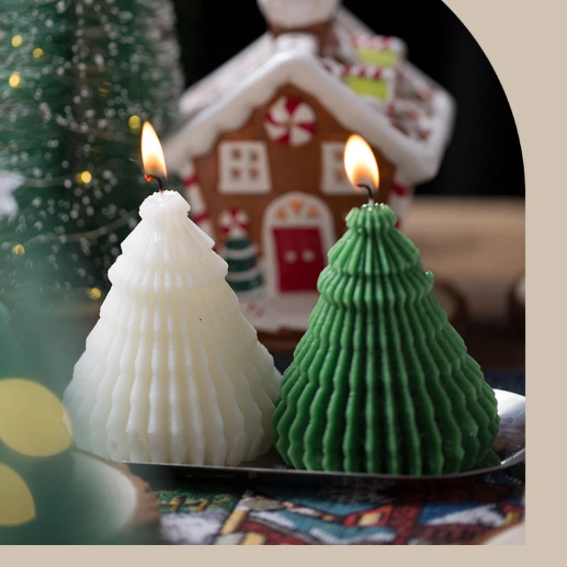 

3 PCS Green White Scented Candle Christmas Tree Shape Aromatic Scented Candle Aromatherapy Air Freshener Home Holiday Decoration