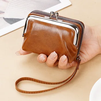 Portafoglio da donna nuovo cinturino da polso corto stile retrò portamonete borsa portaoggetti per ragazze mini portacarte portatile fermasoldi con cerniera C03 1