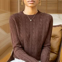 Autumn And Winter New Fashion 100% Pure Wool Sweater Crew Neck Long Sleeve Pullover Sweater Women's Clothing Korean Pop topWQ712 - Image 3