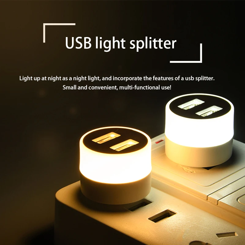 

USB Mini Book Light LED Eye Protection Reading Light Small Round Light USB Plug Light Computer Mobile Power Charging Night Light