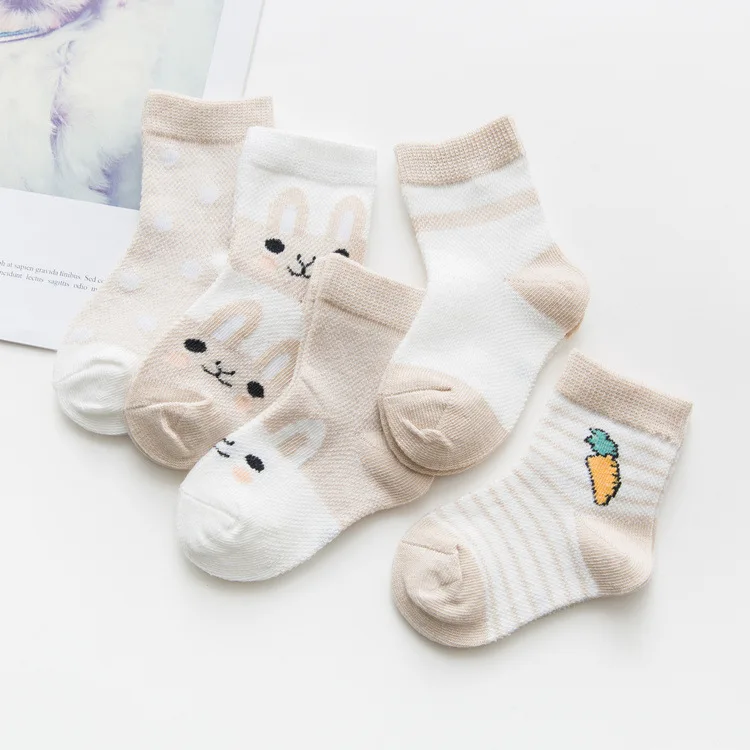 5pcs Baby Radish Socks Summer Combed Cotton Cartoon Accessories Baby Socks Cute Radish Newborn Socks 1-3 Year