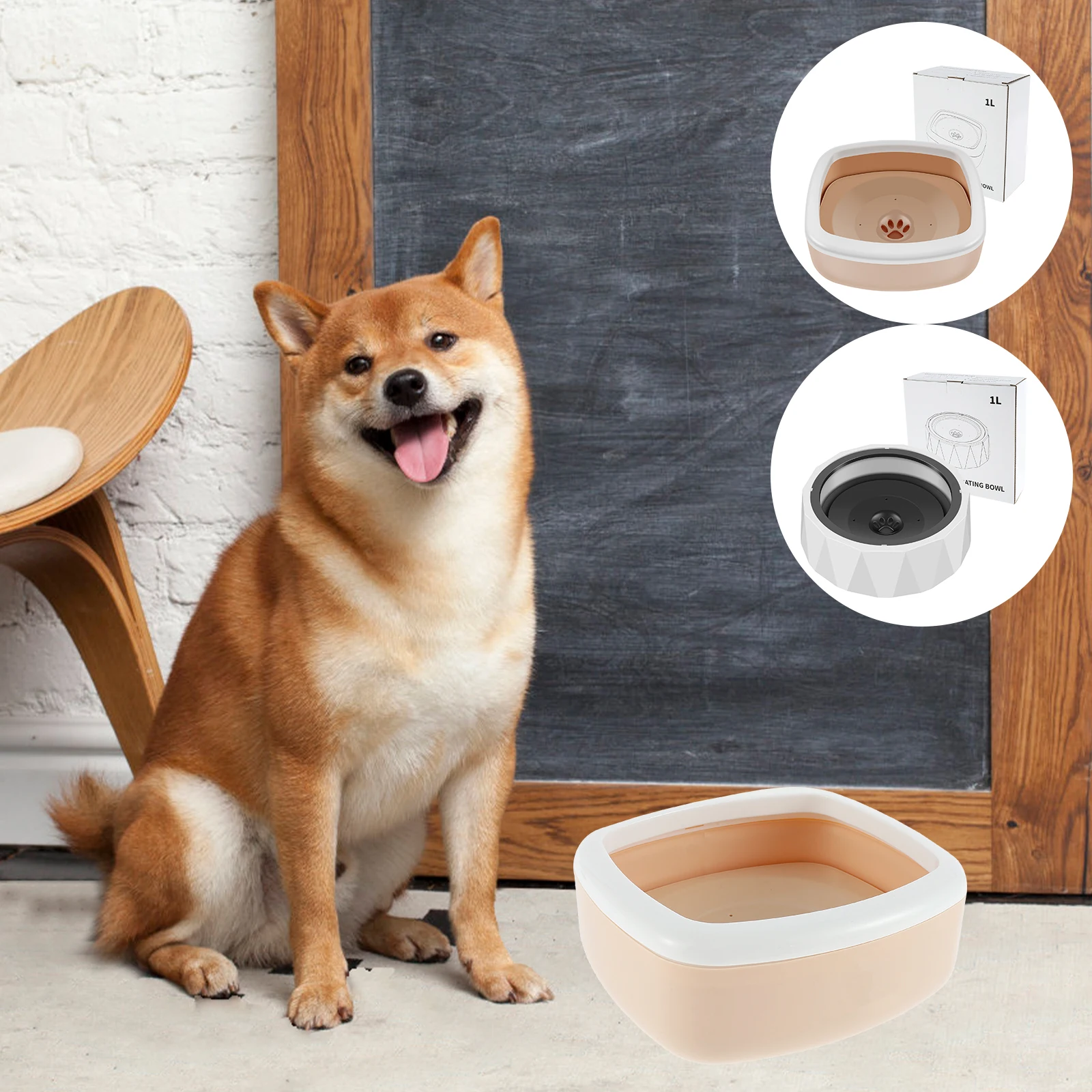 

Pet Water Bowl Splash-Proof Slow Pet Drinking Water Feeder 1L Detachable Cat Dog Water Dispenser Anti-Slip Vehicle Carried
