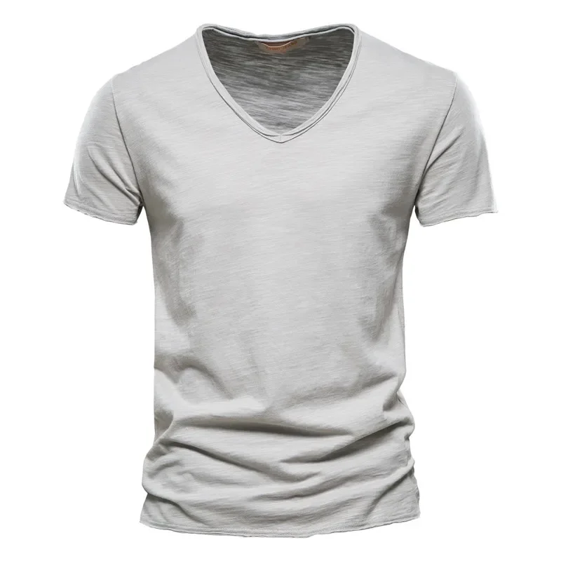 100% bavlna v-neck muži tričko fitness sportovní běžecký štíhlý vhodný soild trička pánský topy tees léto krátký rukáv T košile pro muži