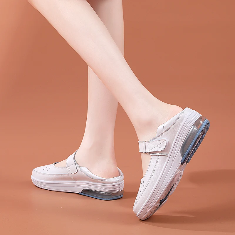 STRONGSHEN Women's Wedge White Shoes Comfortable Light Slip-on