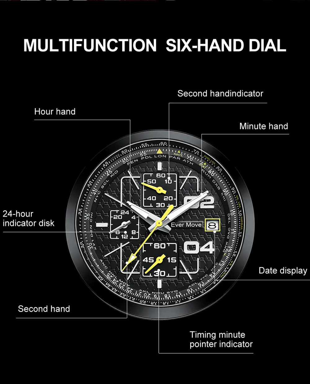 Ever Move Brand Launches A New Men's Multifunctional Waterproof Timing Quartz Watch For High-End Luxury Business Sports