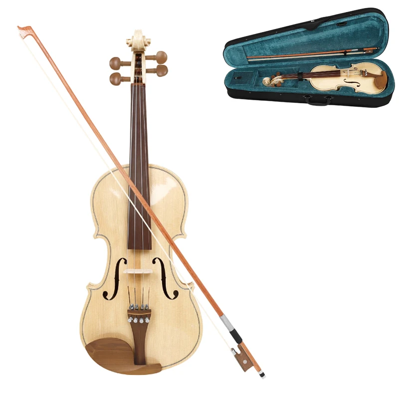 4/4 Full Size Violin Spruce Wood /Solid Wood Acoustic Violin for Beginner with Case & Bow Fiddle Instruments