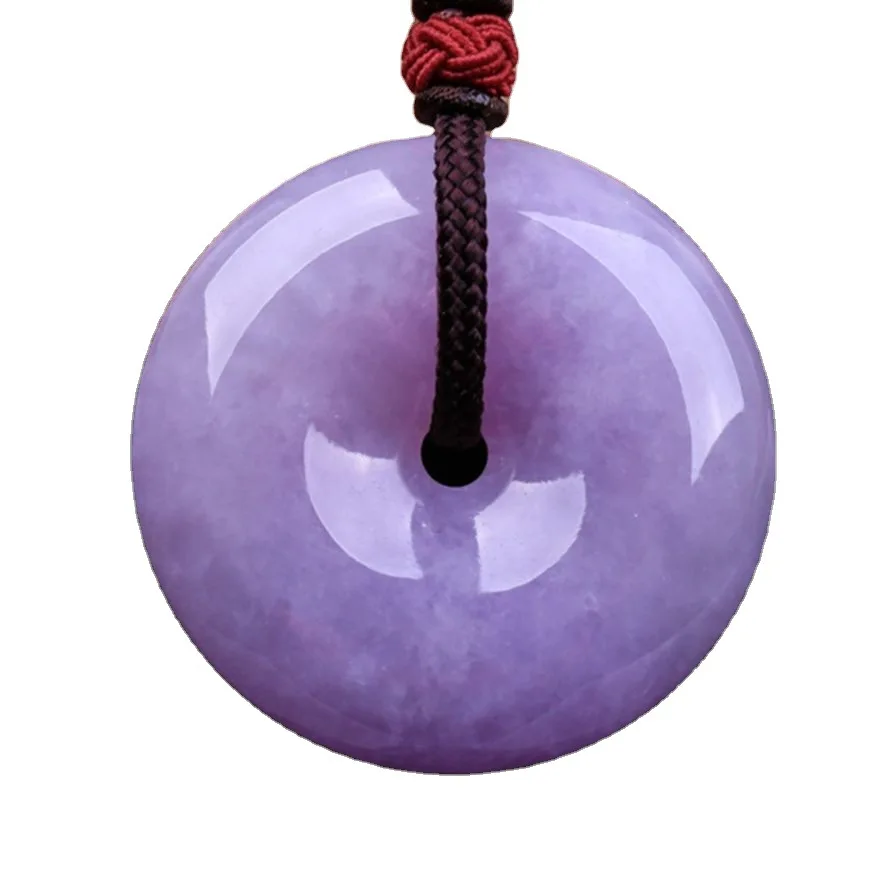 Natural real purple jadeite safety buckle pendant chinese necklace charm jewellery fashion amulet for men women lucky gifts