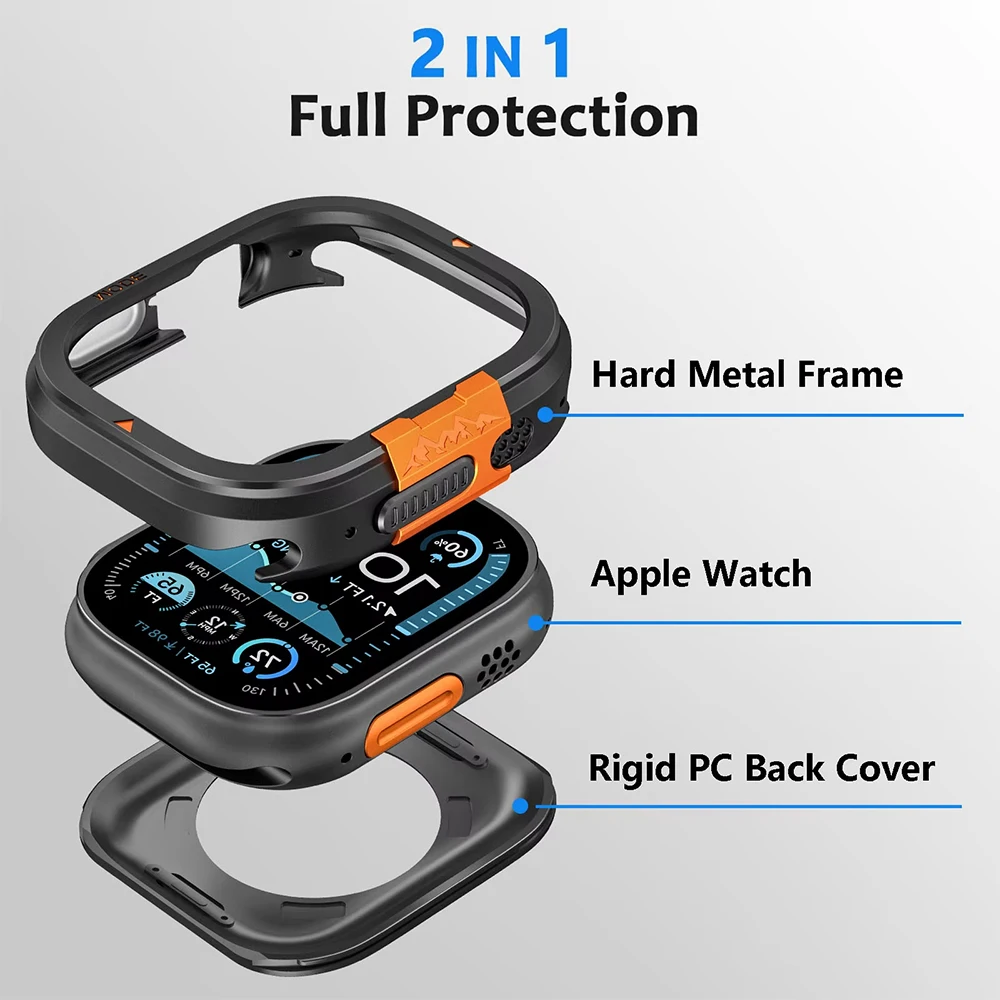 Enhanced Metal Protective Case for Apple Watch Ultra - Premium Aluminum Alloy Bumper Frame