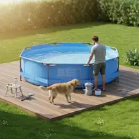 Piscine hors sol ronde 36 mx 76 cm avec structure métallique et pompe filtrante, capacité 6125 L, piscine de jardin pour adultes, bleue 6