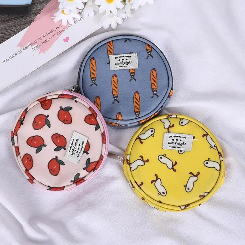 

New Round Coin Purse Women Travel Candy Coin Wallet Mini Cartoon Purse Female Clutch Coin Pouch Pochette Card Earphones Cable