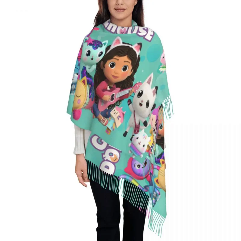 

Custom Printed Gabbys Dollhouse Scarf Men Women Winter Warm Scarves Cartoon Mermaid Shawl Wrap