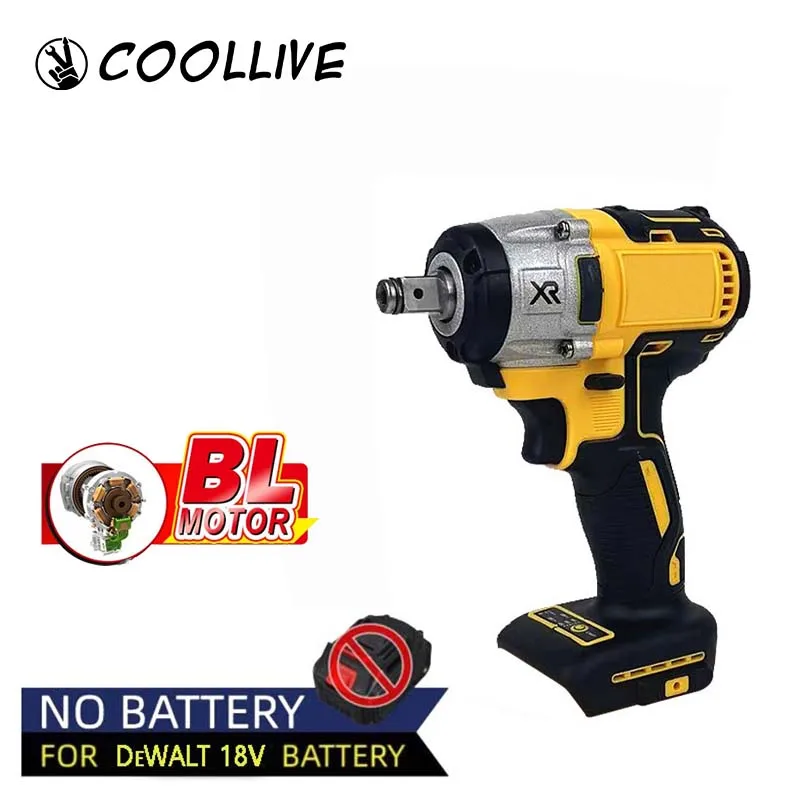 

21V Cordless Impact Electric Wrench 1/2" , Max Torque 420N.m, Brushless-Power Motor, Includes LED Work Light For DeWALT Battery