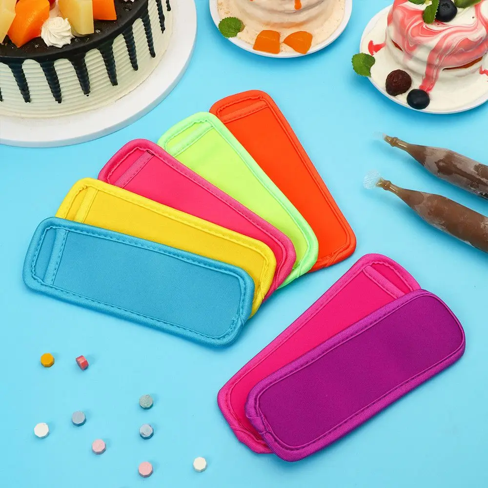 5PCS Colorful Home Cold insulation Icy Pole Holder Popsicle Cover Ice Cream Stick Covers Cooler Sleeve