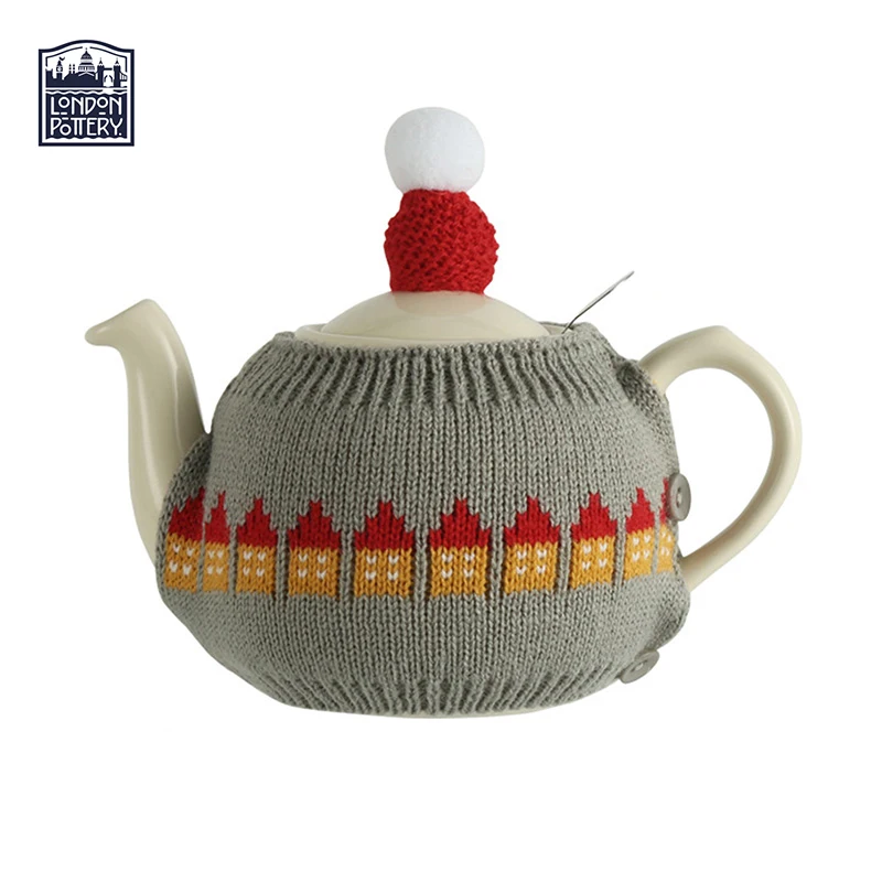 London Pottery Teapot Tea cosy Grey House 80% Wool Knit Cover kettle fabric cover Cute tea cozy Decoration Gifts Keep Warming
