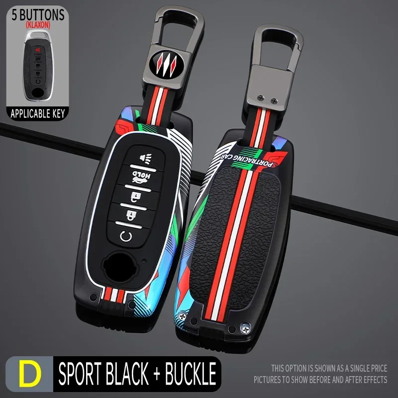 Key Case Key Case Cover Car Key Shell Car Key Chain Racing Style Metal Car Key Case Fob Cover For Nissan X-trail T33 Qashqai J12 Teana Altima Ariya Juke Kicks Sakura 2025