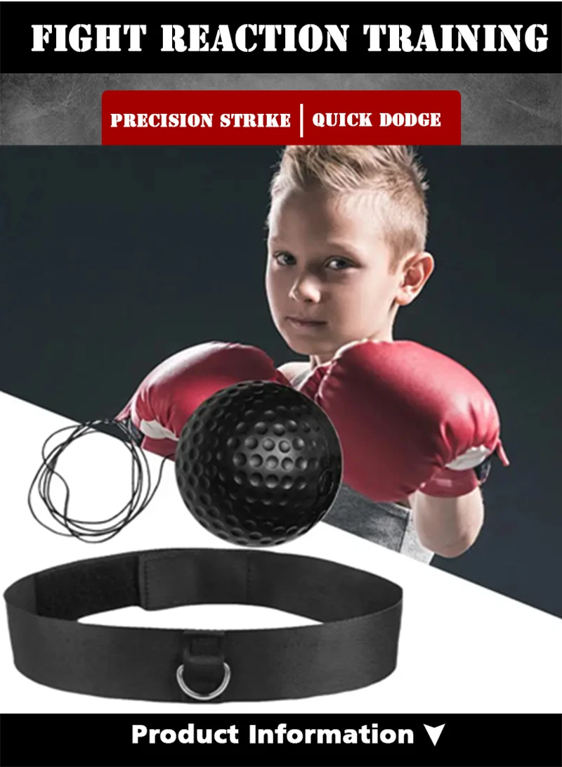 Description Picture 2 of itemBoxing Reflex Speed Punch Ball Head-mounted PU Rubber Tennis Raising Reaction Hand Eye Training Gym Home Fitness Headband Balls