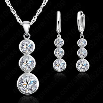 Women Classic 925 Sterling Silver Bridal Jewelry Sets Pendants Necklaces Earring Set For Wedding Engagement Accessory 1