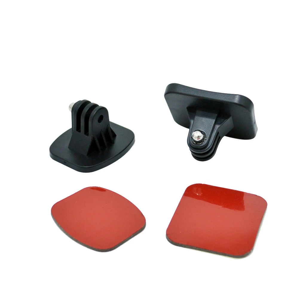 Support adhésif pour trépied GoPro, base plate rectangulaire avec film protecteur, vue détaillée.
