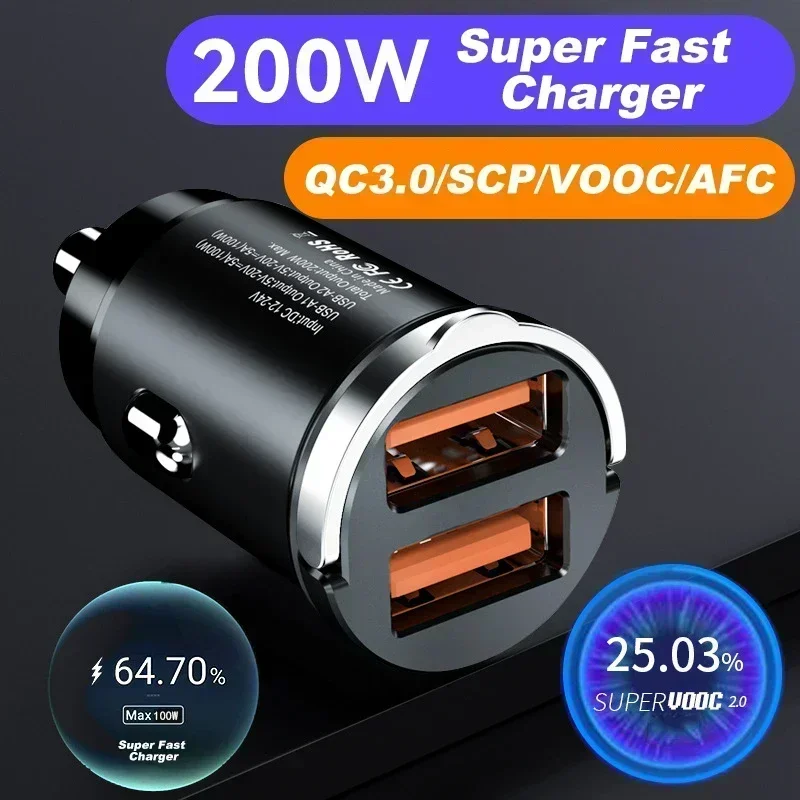 Mini 100W USB Car Charger Type C QC3.0 PD Car Chargers Fast Charging Auto Phone Charger Adapter for Iphone Samsung Huawei Xiaomi