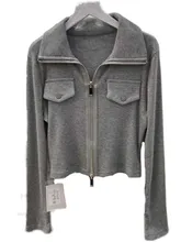 

Casual Lapel Long-sleeved All-match Knit Jacket Women 2022 Early Spring New Design Nniche Zipper Slim Bottoming Top LR2351