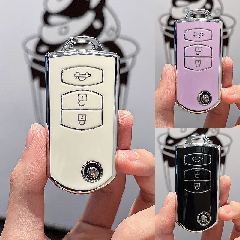 2 3 Pulsanti Tpu Car Flip Key Case Cover Shell Fob Bag Per Mazda 3 5 6 Series M6 Rx8 Mx5 Smart Keyless Key Protector Accessori