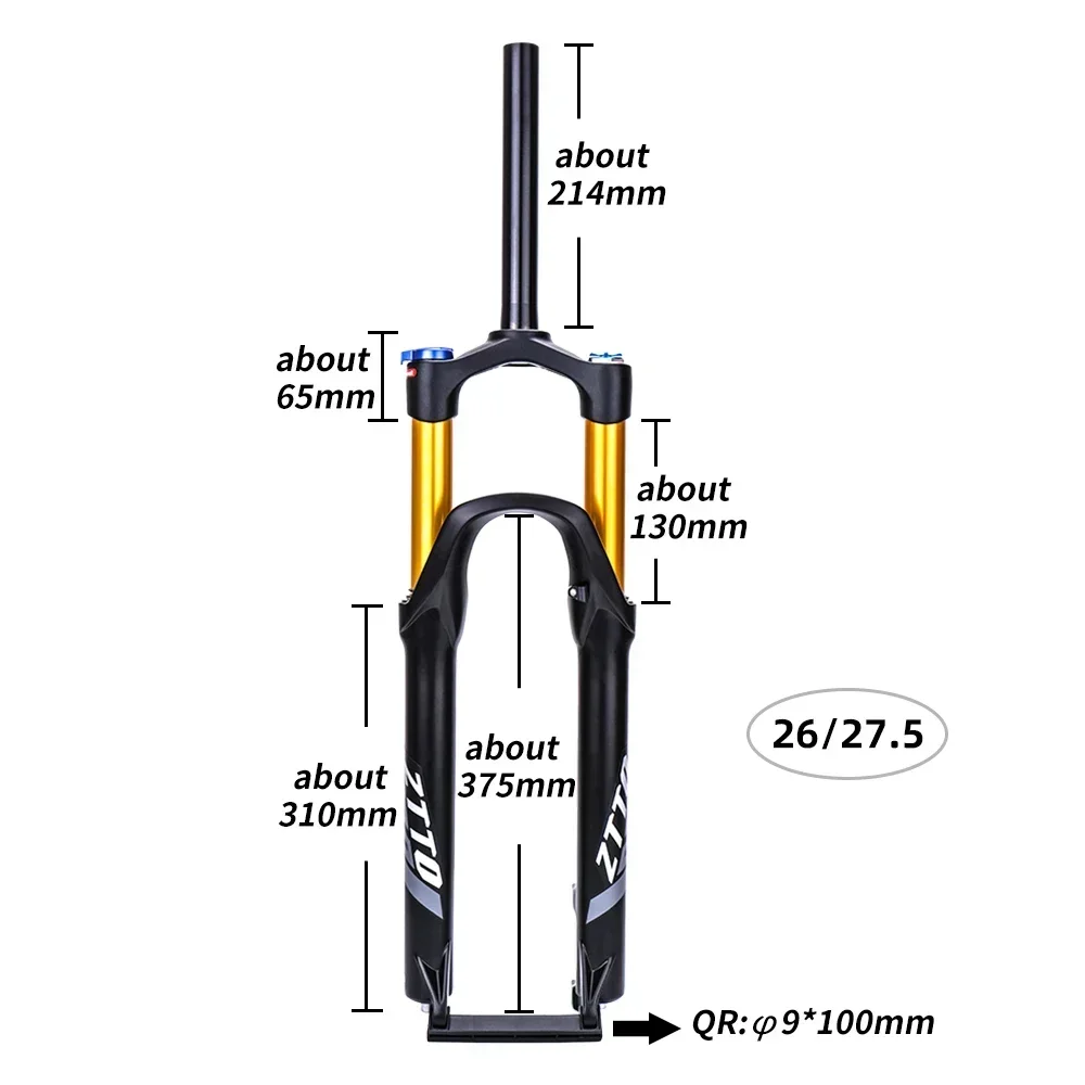 ZTTO MTB Bike Air Fork Front Suspension, 120mm Travel Mountain Bicycle 26 27.5 29 Inch QR Quick Release Straight Tube 1 1 8 - Image 3