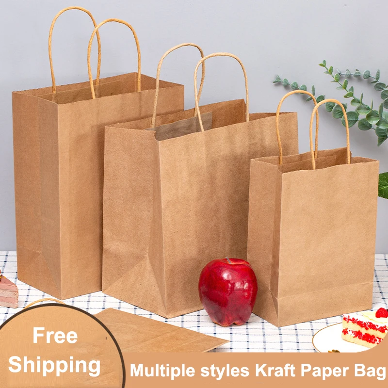 Paper Bags Bulk with Handles 8 X 4.5 X 10.5 [100 Bags]. Ideal for Shopping,  Packaging, Retail, Party, Craft, Gifts, Wedding, Recycled, Business, Goody