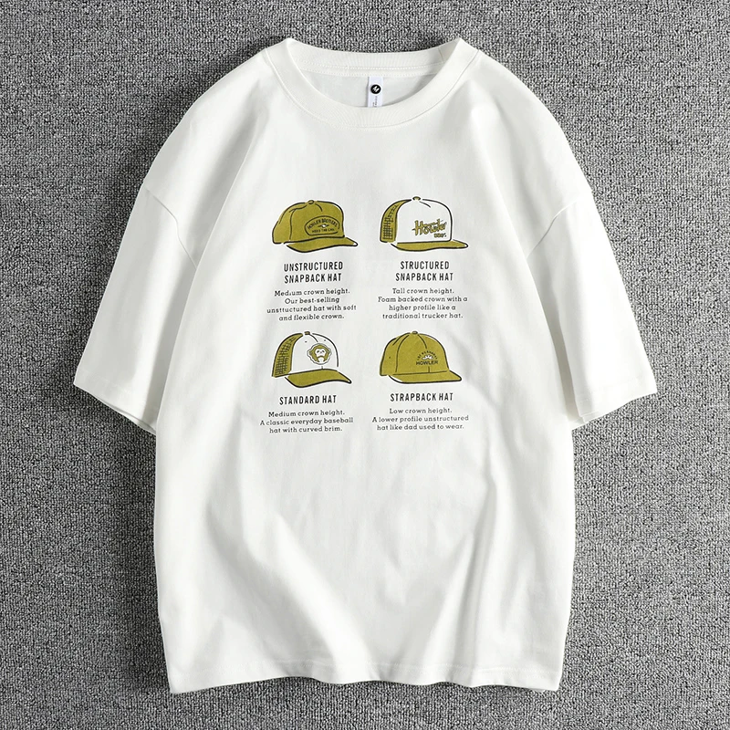 

Футболка мужская с принтом кепки, модная тенниска из 100% хлопка, Повседневная Свободная майка, одежда для молодежи, уличная одежда, большие размеры, топы