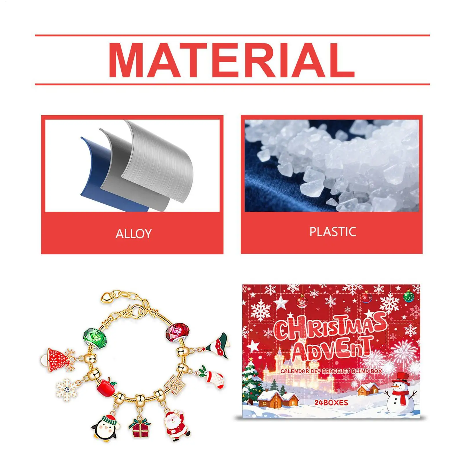 Calendar Advent Charm 24-Days Countdown Handmade Christmas Countdown Calendar Charm For Kids Teens Girls Adults Vacation Holiday