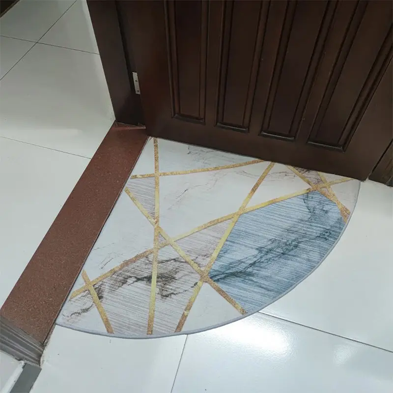 Nordic Modern Fan-Shaped Corner Carpet, Washable Floor Mat, Irregular Triangular Door Mat, Living Room, Bedroom, Porch Home, 1Pc