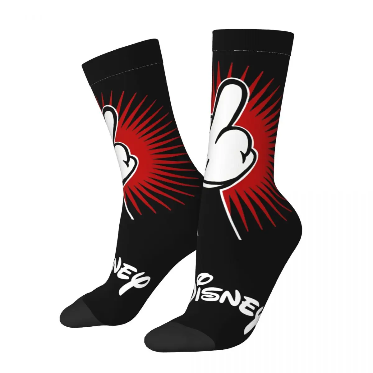 Calcetines divertidos con logo blanco alegre para hombre, estilo retro Harajuku de Mickey Mouse, estilo hip hop, novedosos, sin costuras, estilo loco