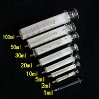 1ml 2ml 5ml 10ml 20ml 30ml 50ml 100ml 120ml Glass Syringe Glass Sample Extractor Reusable Glass Injector Syringe 2