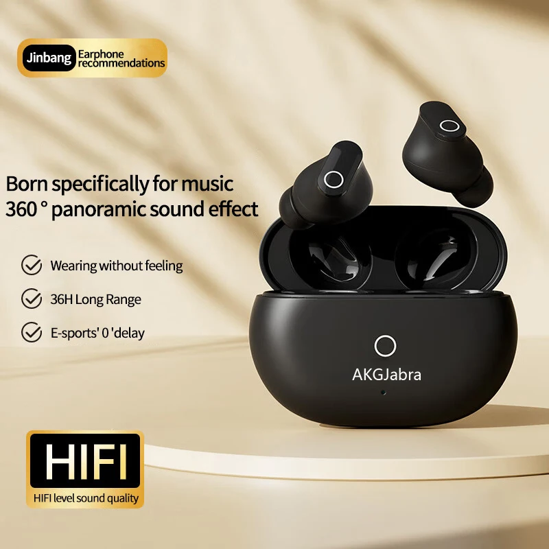 

AKGJabra Bluetooth 5.3 Headphones D68 True Wireless Earbuds HiFi Sound Waterproof Sport Earphone In-Ear Headset Built-in Mic