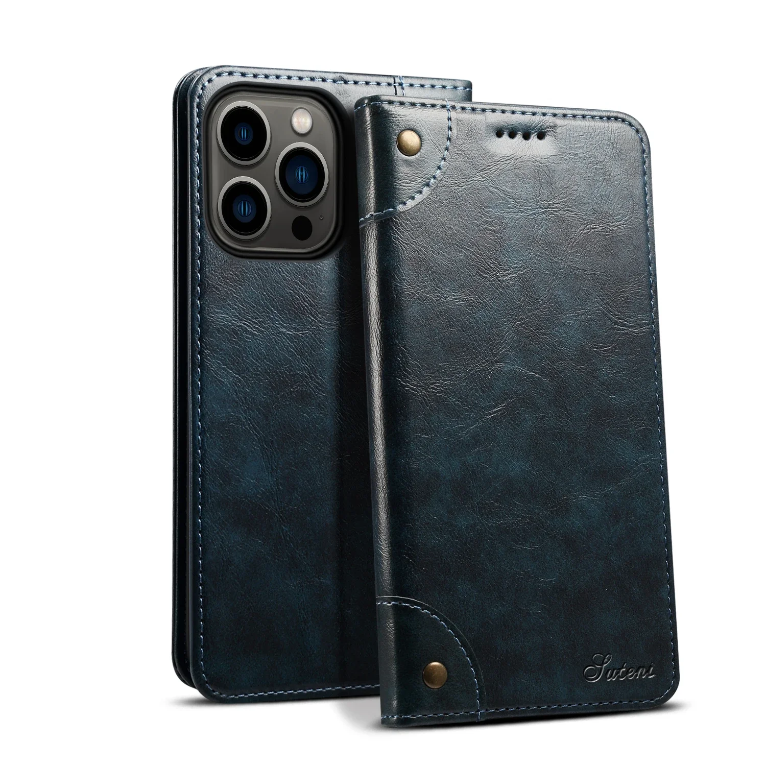 Elegant Leather Flip Cover with Magnetic Card Holder