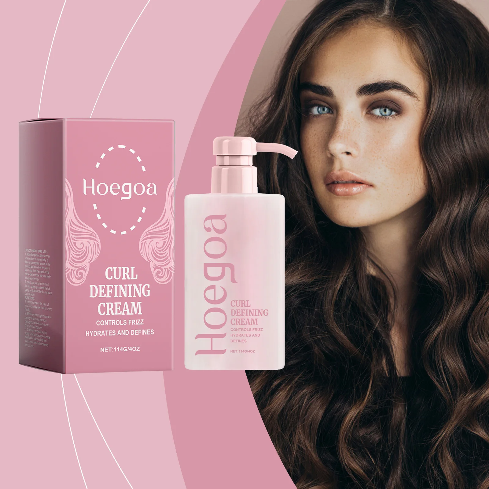 Hair Curling Cream Hair Elastin Enhancer Lasting Shiny Prevent Frizz Defines Curls Smoothing Moisturizing Volumizing Cream