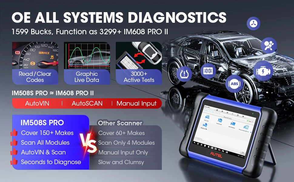Autel MaxiIM IM508S Pro – diagnostic tous systèmes et données en direct