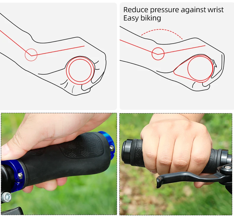 Deemount Lenkergriffe, lang 133 mm, kurz 93 mm, für Twist Shifter Dual Ring Lock Handauflage, passend für MTB, BMX, E-Bike, Commuter Bike – Detail 11