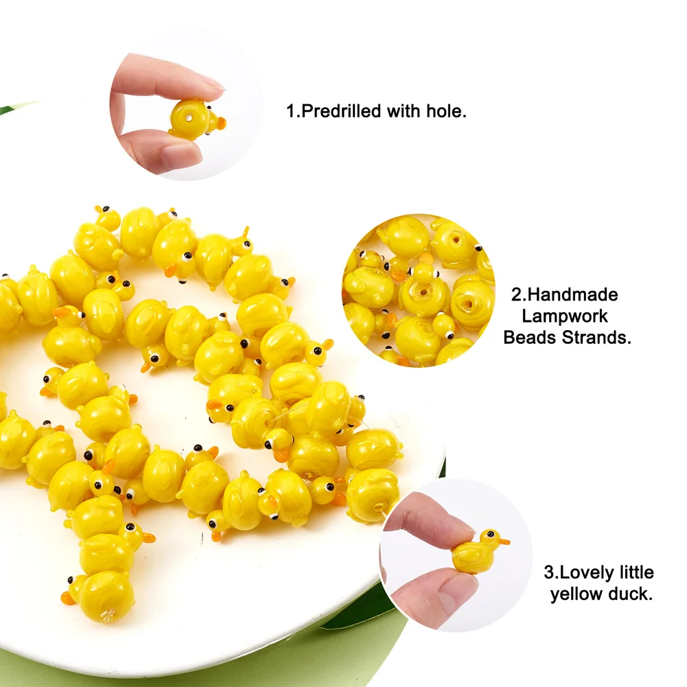 1 Strand Cute Yellow Duck Handmade Lampwork Beads Earring Necklace Bracelet Charms Pendants Findings DIY Jewelry Making Supplies