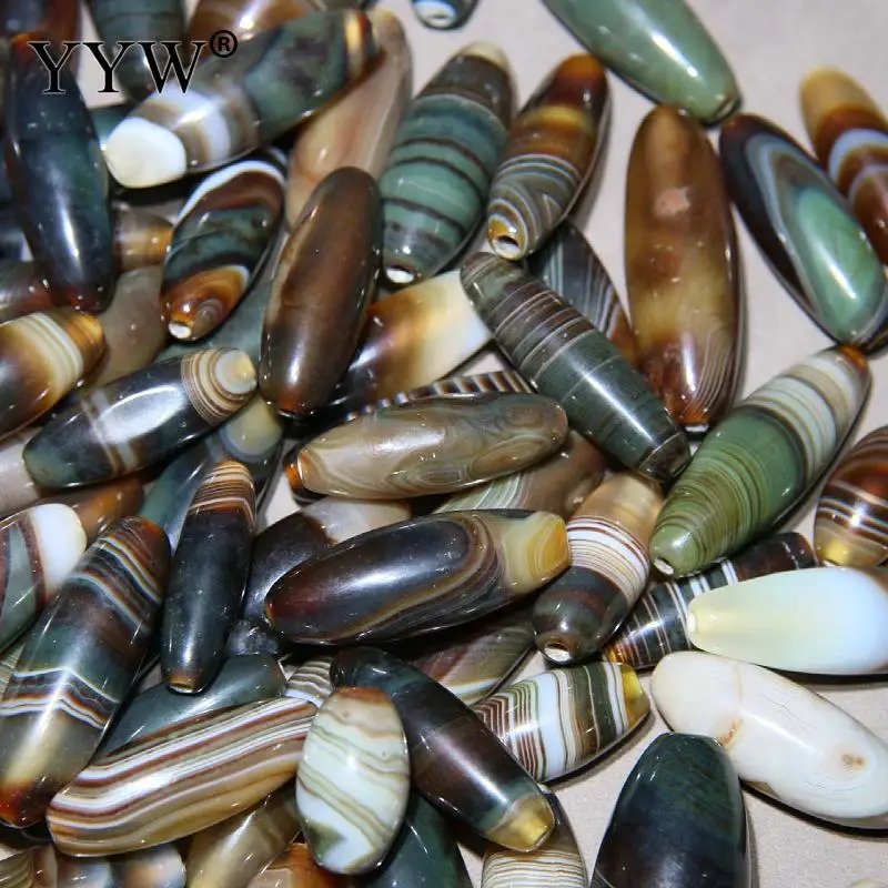 2pcs Natural Tibetan Agates Dzi Beads Mixed Length About 12.4-16.2mm Hight About 22.4-47.7mm Necklace Pendant Diy Accessories