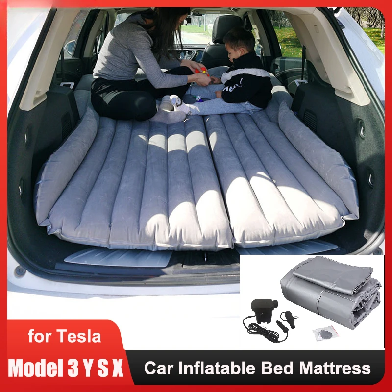 

Car Inflatable Bed For Tesla Model 3/Y/S/X 2023 SUV Travel Air Mattress Outdoor Camping Cushion Folding Portable Flocking Pad