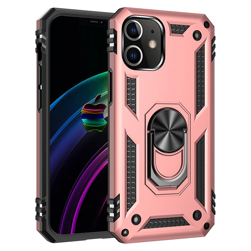 Coque blindée antichoc avec support de doigt, anneau métallique magnétique, pour iPhone 15 14 13 12 11 Pro XR XS Max X 7 8 6 Plus SE_voghion.com