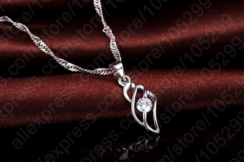 Fine 925 Sterling Silver Jewelry Sets Women Cubic Zirconia Necklace&Pendant&Earrings