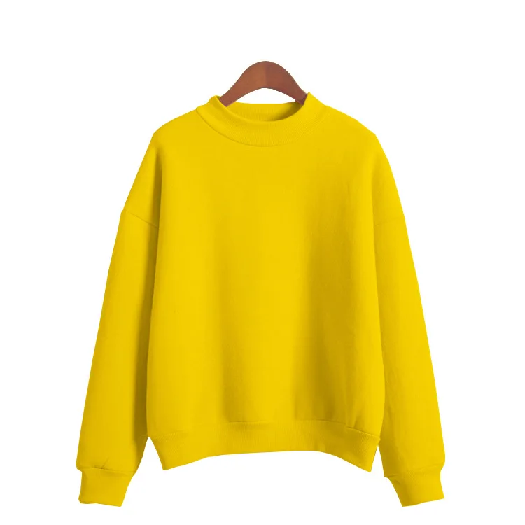 Amarillo - Sudadera básica con cuello redondo
