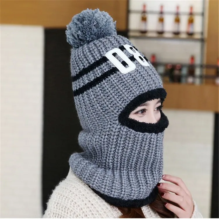 thermal aviator bomber hat Paragraph Hat Ms Korea Winter Earmuffs Cycling Sets Wind Knitting And Wool Warm Scarf Caps sheepskin bomber hat Bomber Hats