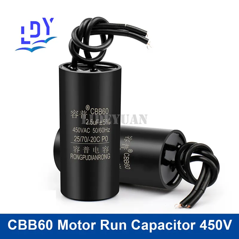 1Pcs CBB60 Motor Run Capacitor 450V AC Starting Capacitors13.0UF8.0UF4.5UF1.8UF1.0UF 1.2UF1.1UF Water Pump For Washing Machine