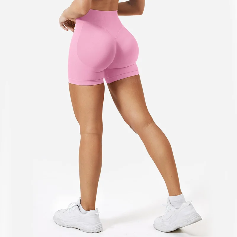 4.5'' Impact Shorts Seamless Low Ribbed Waistband Gym Shorts Scrunch Bum Yoga Shorts Booty High Stretch Running Bike Shorts 4