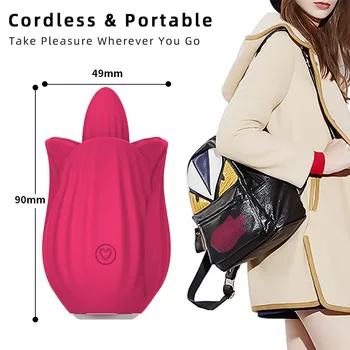 Rose Flower Licking Vibrator For Women Clitoris Stimulation G-Spot Vagina Dildo Tongue Female Vibrators Sex Toys For Women 5