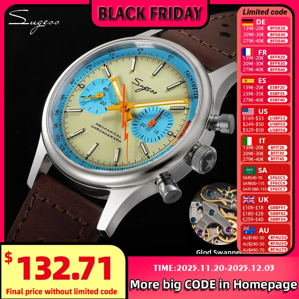 スイレン 19 ZUAN 1963 AUTOMATIC MEN'S PILOT WATCH SAPPHIRE CRYSTAL POWER